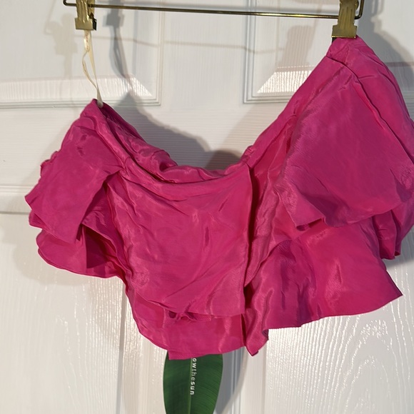NTW FARM RIO RUFFLE TOP DARK PINK - Picture 3 of 5
